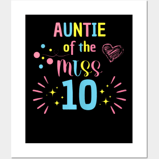 Auntie Of The Miss 10 Rainbow Pastel 10Th Birthday Party Posters and Art